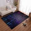 """Abstrakter geometrischer Teppich mit blauem und lila Neon-Design""" Geeignet für den Einsatz als Anti-Rutsch-Matte für Wohnzimmer, Schlafzimmer, Sofas"""
