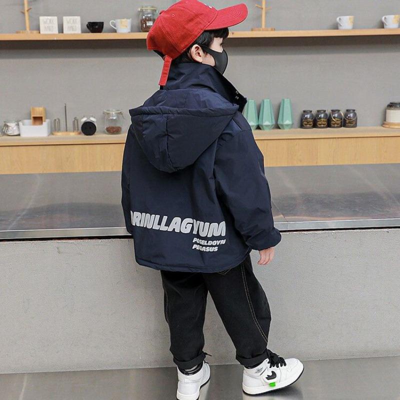 Boys' Fleece-Lined Jacket, Winter Casual Children's Cotton Coat