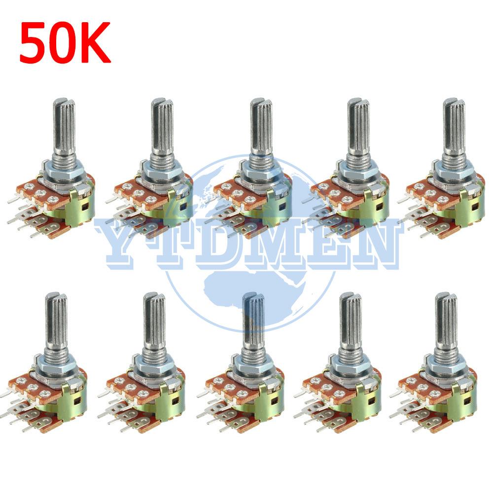10PCS WH148 15mm/20mm 6pin Dual-gang Potentiometer 10K 1K 2K 5K 20K 50K 100K 250K 1M Variable Resistor for Audio Volume Control