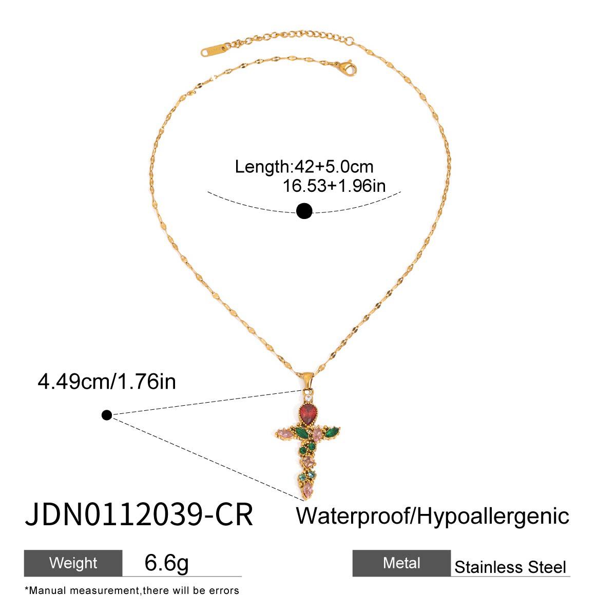 Factory Wholesale Stainless Steel 18K Gold Plated Waterproof Cross Pendant Necklaces Trendy Link Chain Fashion Anniversary trendy
