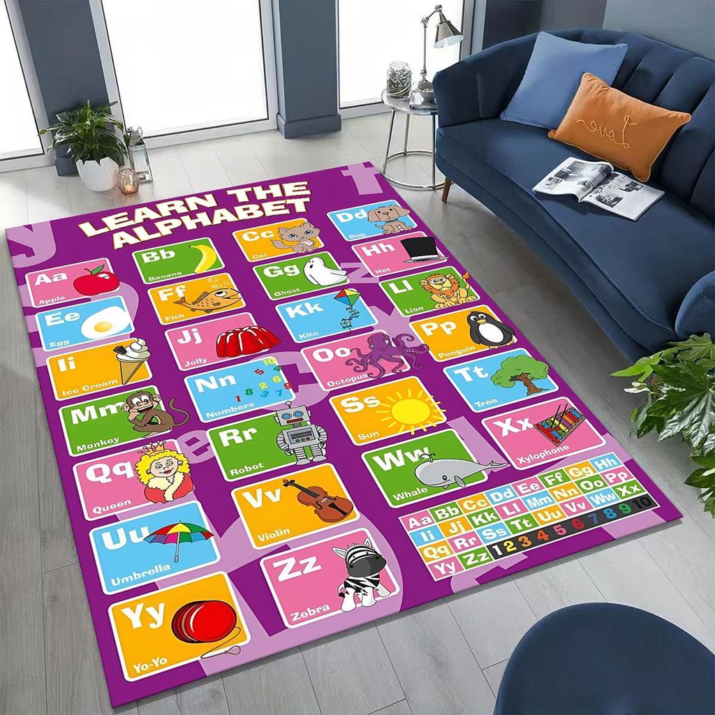 ABC Animal Alphabet Cartoon Early Educatio Children Crawling Playroom Rug for Bedroom Living Room Sofa Doormat Decor,Non-slip