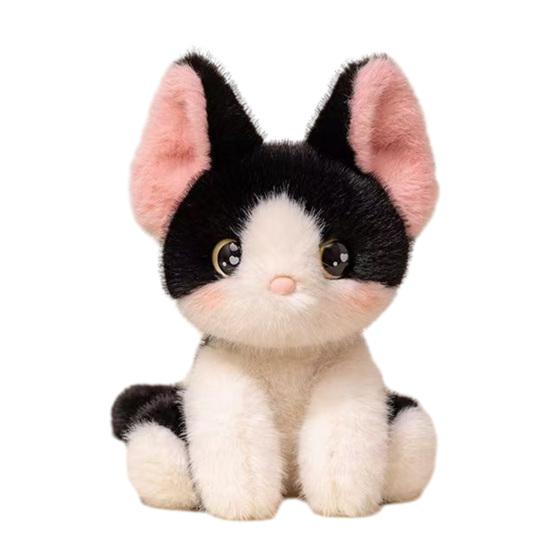 Boneca de Gato Realista Siamês Tricolor Brinquedo de Pelúcia Animal de Pelúcia Macio Amigo de Mesa Fofo e Presente de Apoio Emocional