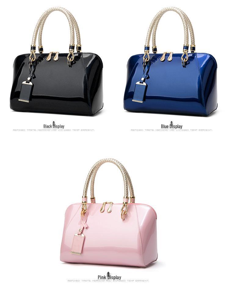2025 Patent Leather Shiny Women's Boston Bag - Fashionable Single Shoulder & Crossbody Handbag