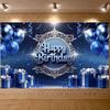 Birthday Event Banner Shiny Ribbons Celebration Display Birthday Party Backdrop Blue Theme Banner For Formal Birthday Event