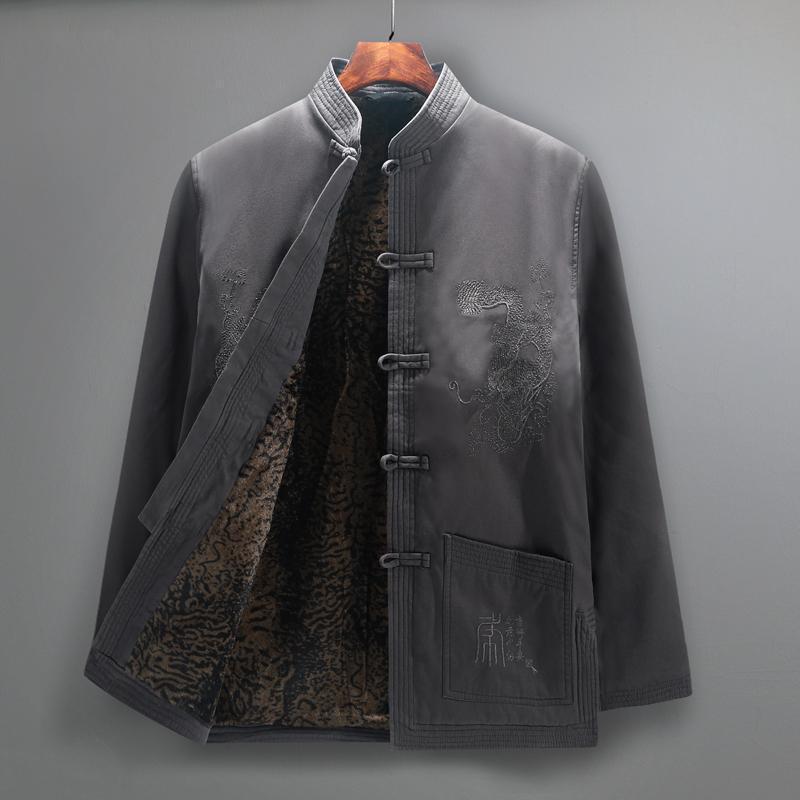 Men's Winter Fleece-Lined Tang Suit Jacket - Chinese Style for Middle-Aged & Elderly