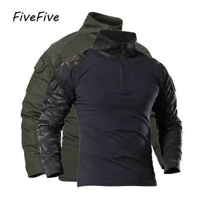 FiveFive Outdoor Cotton Sport Clothes Hiking T-Shirts Men Long Sleeve Climbing Shirt