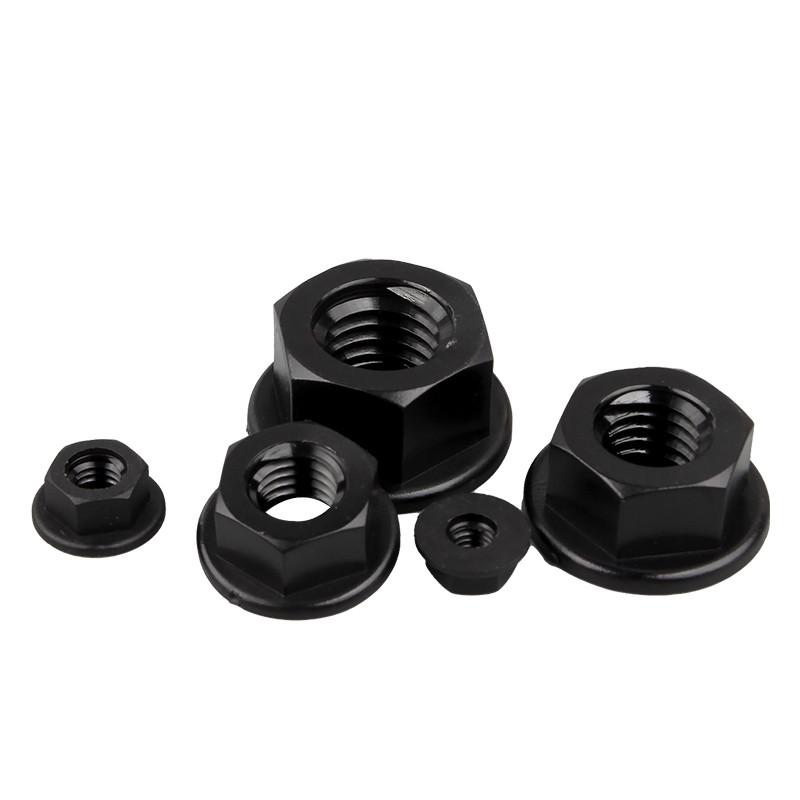 Black/White Flat Bottom PA66 Plastic Nylon Insulation Hexagonal Hex Head Flange Nut M3 M4 M5 M6 M8 M10 M12 Nylon Flange Nuts
