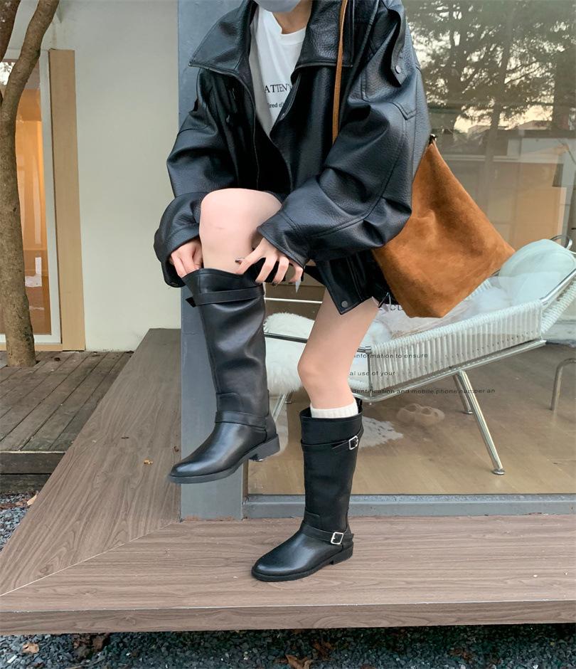 

~ Grape mother long knight boots women s wear advanced sense 2025 French temperament fashionable thick heel boots 39 чёрный