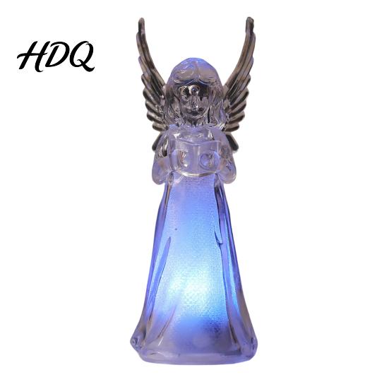 Decorative Crystal Angel Guardian Night Light Small Prayer Reading Playing Music Led Bedside Lamp Figurine with LED Light for Desk Table,