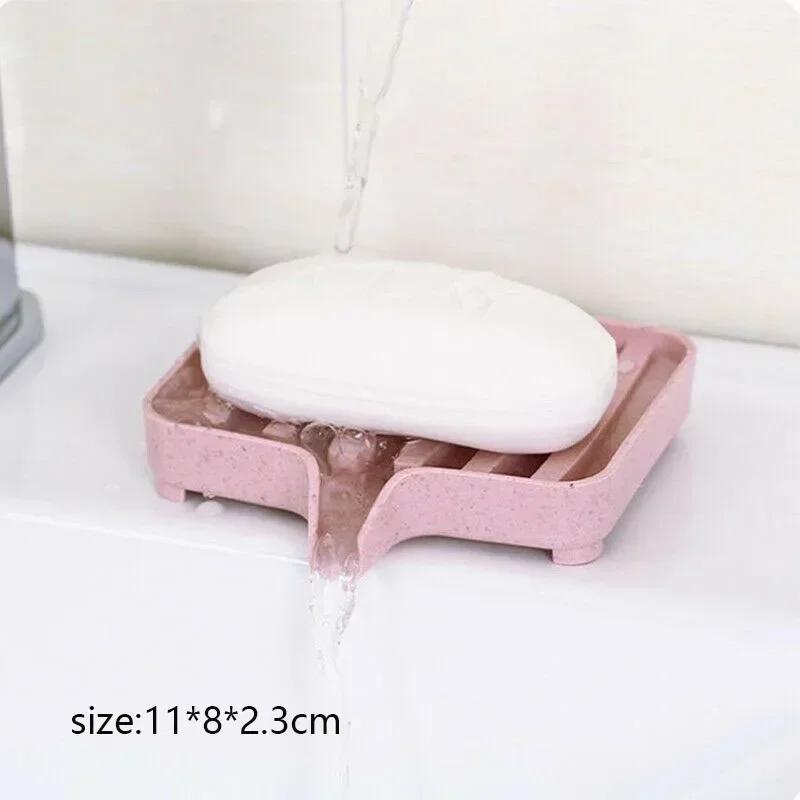 

Bathroom Solid Color Silicone Soap Holder Soap Drain Pan Bathroom Inclined Drain Soap Box Sponge Tray Kitchen Storage Rack