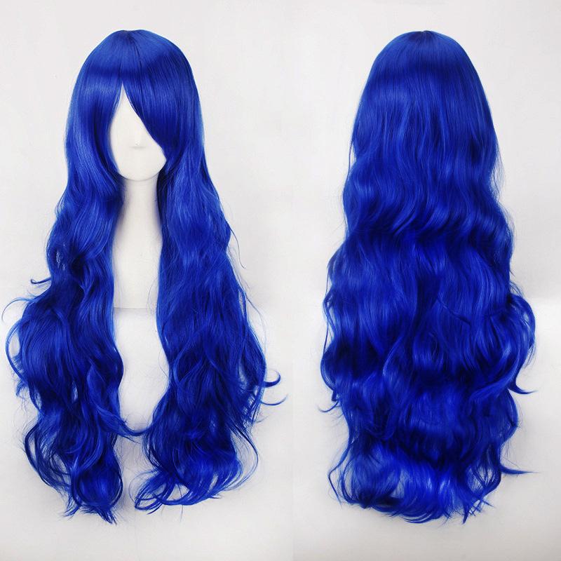 Wig Color Anime Wig Button Net High Temperature Wire Universal 80CM Long Curly Hair