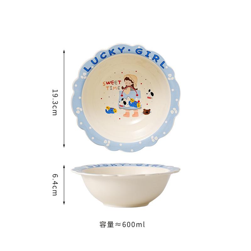 Ceramic Dinner Plate, Simple Straw Hat Bowl, Fruit Plate, High-Value Salad Bowl, Cute Dessert Bowl, Household Soup Bowl, Instant Noodle Bowl