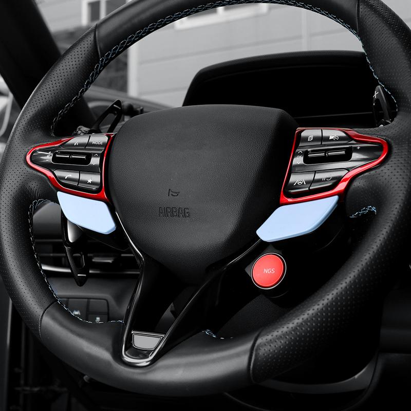 Für Hyundai Veloster JS N 2019-2023 i30 N /CN7 N 2024 2025 Auto Lenkrad Knopf Rahmen Kinn Dekoration Abdeckung Zierleiste