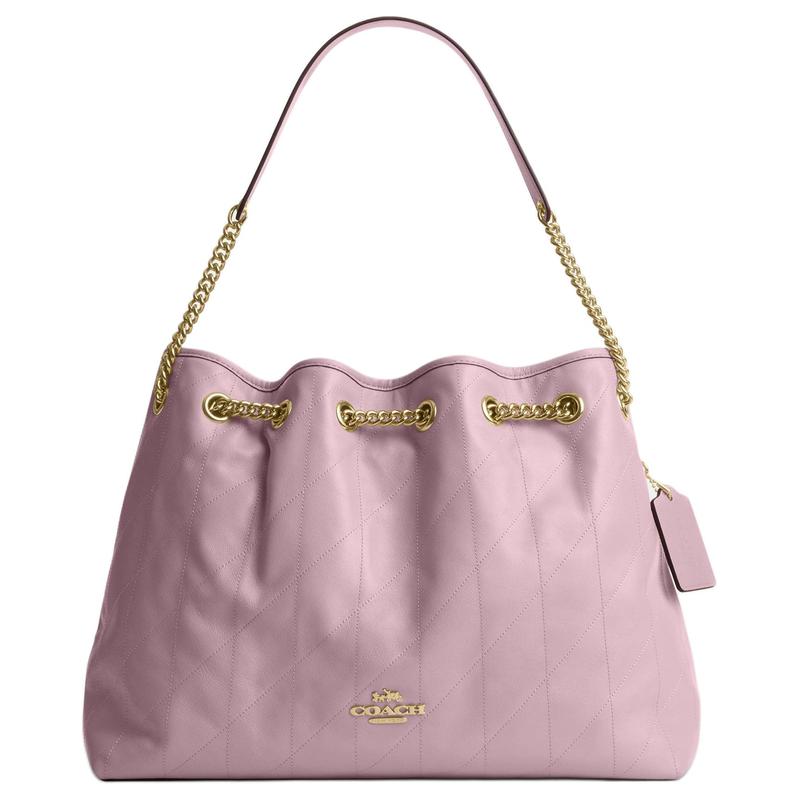 

COACH EVELYN 34 Quilted Details Gold Hardware Cowhide Leather Hand Shoulder Bag Large Women’s Carnation золотий