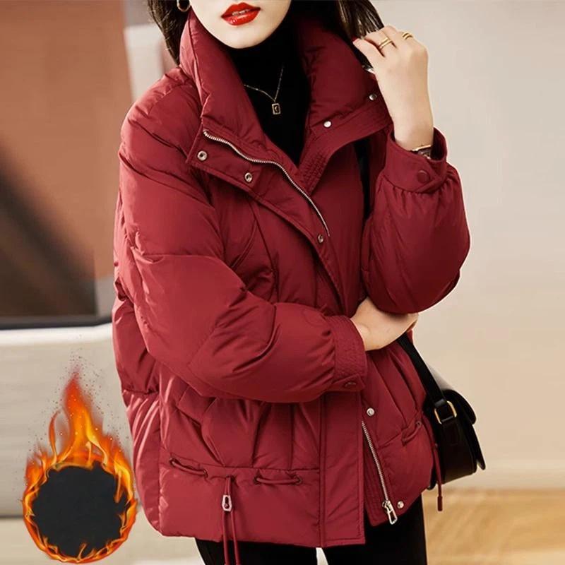 Coat for Women Fleece Thickened Plush Winter Windbreaker Waterproof Casual Down Jacket