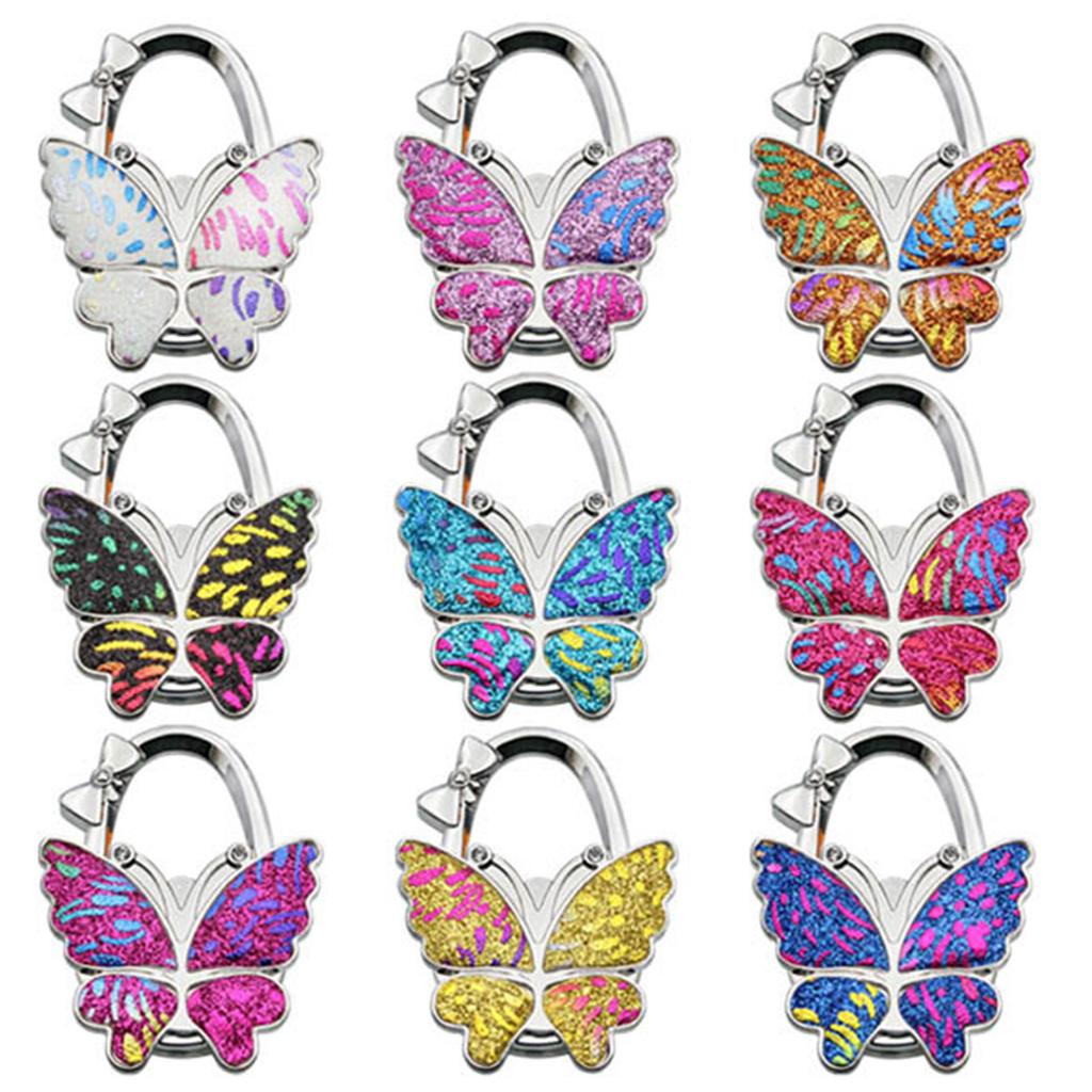 Portability Multifunction Colorful Butterfly- Purse Handbag Hook Folding Hanger Excellent Popular Practical Durable Hook