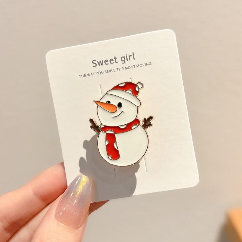 Christmas Snowman Metal Brooch Pin Set