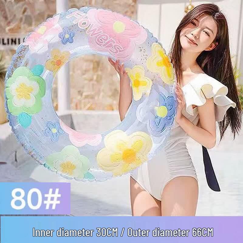 HANDUNYOU Sequined Flower Thickened Swimming Ring
