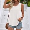 Women's Summer Color Round Neck Loose Sleeveless Pullover T-shirt Top