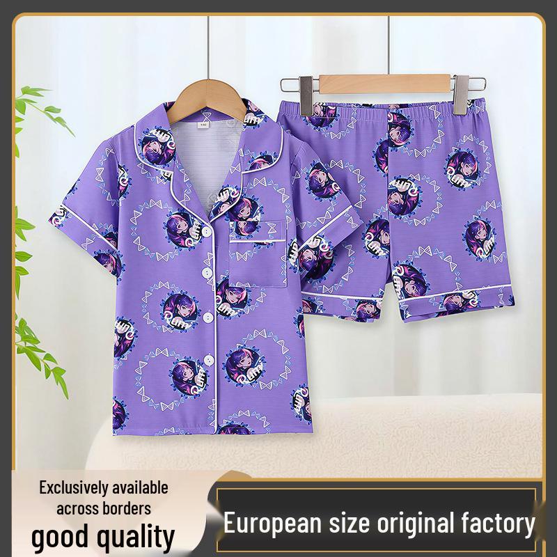 Girls Short-Sleeve Cartoon Anime Pajamas Set 150 cm