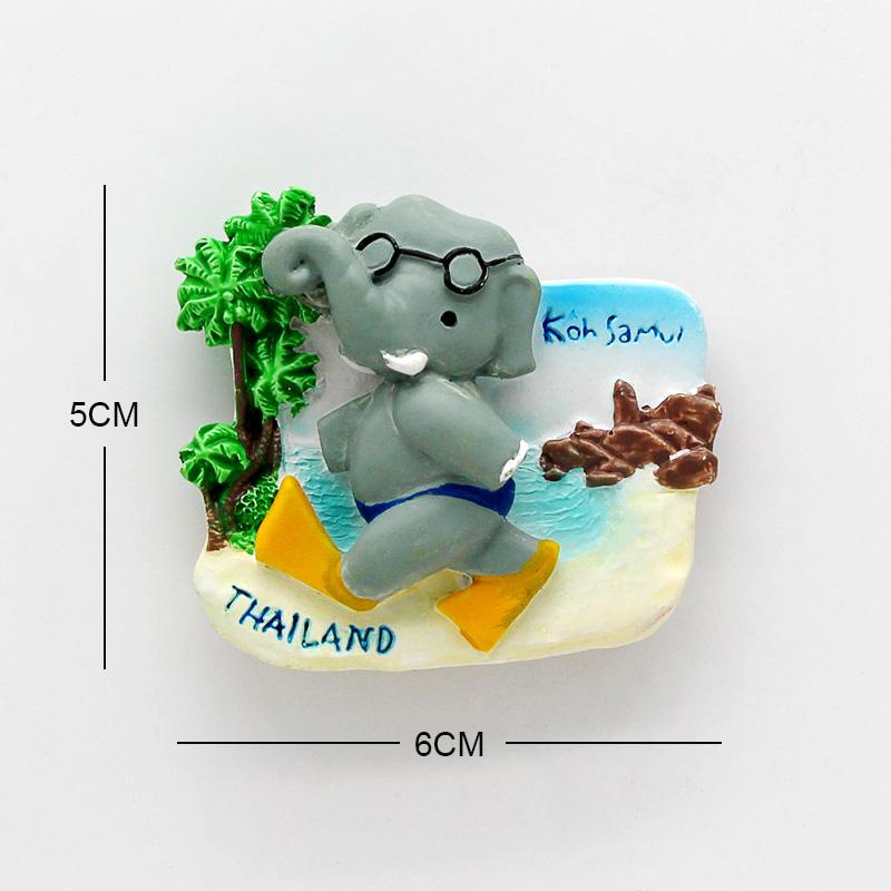 Thailand Pattaya Elephant Shrimp Soup 3D Magnetic Refrigerator Paste Souvenir Bangkok Fridge Magnets Collection  Home Decoration