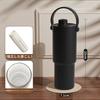 Ceramic Tumbler with Straw - Coated - Insulated Water Bottle, Portable, Stylish, Spill-Resistant, 735ml Capacity, Vacuum Insulated Lid, Coffee, Milk,