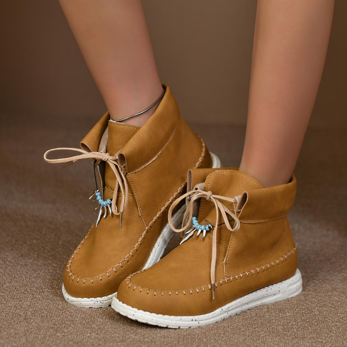 

Женские короткие ботинки осень и зима однотонные высокие на шнуровке универсальные ретро повседневные ботинки Мартин женские 37 коричневый