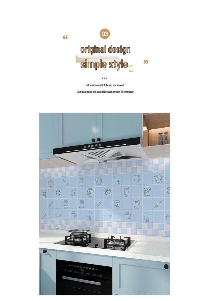 Enhanced Waterproof Kitchen Stove Wallpaper - Oil, Heat, and Moisture Resistant Self-Adhesive Sticker