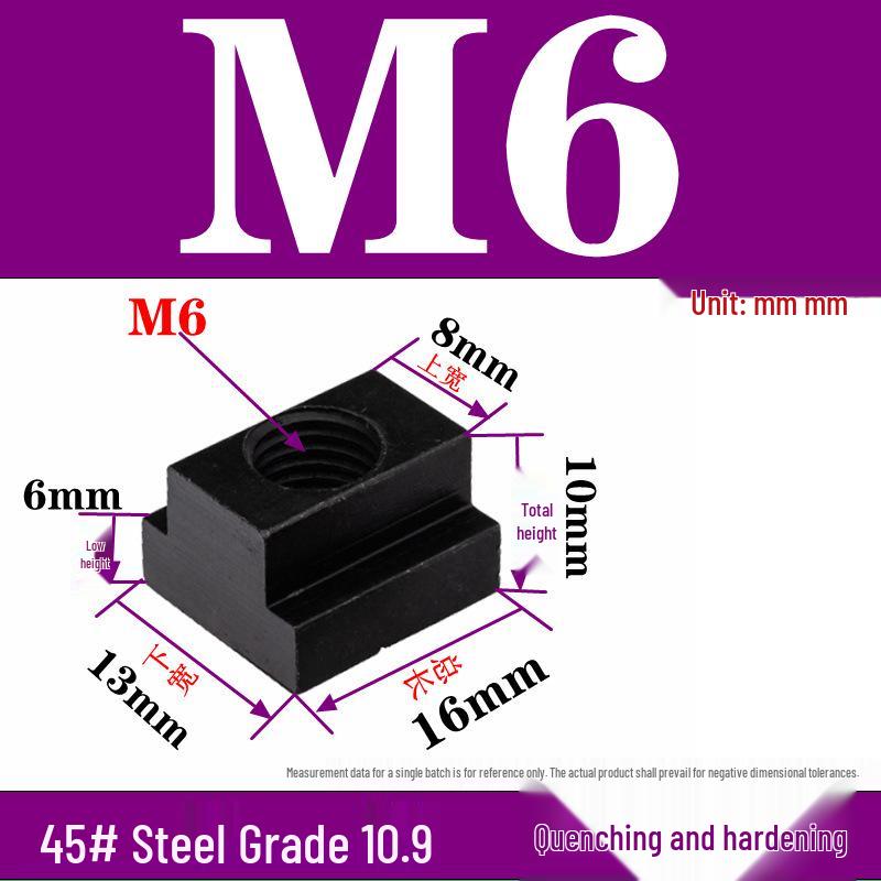 Pressure Plate Trapezoidal T-Slot Nut, Sizes M8-M27