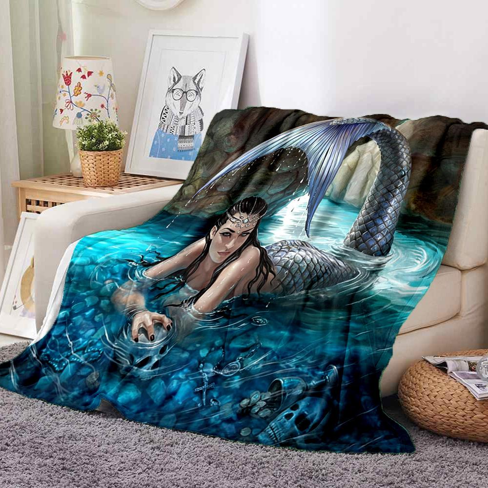 Mermaid Flannel Blanket Throw Blanket Soft Warm Sofa Bed Camping Home Decor Unique Christmas Gift Cs9227