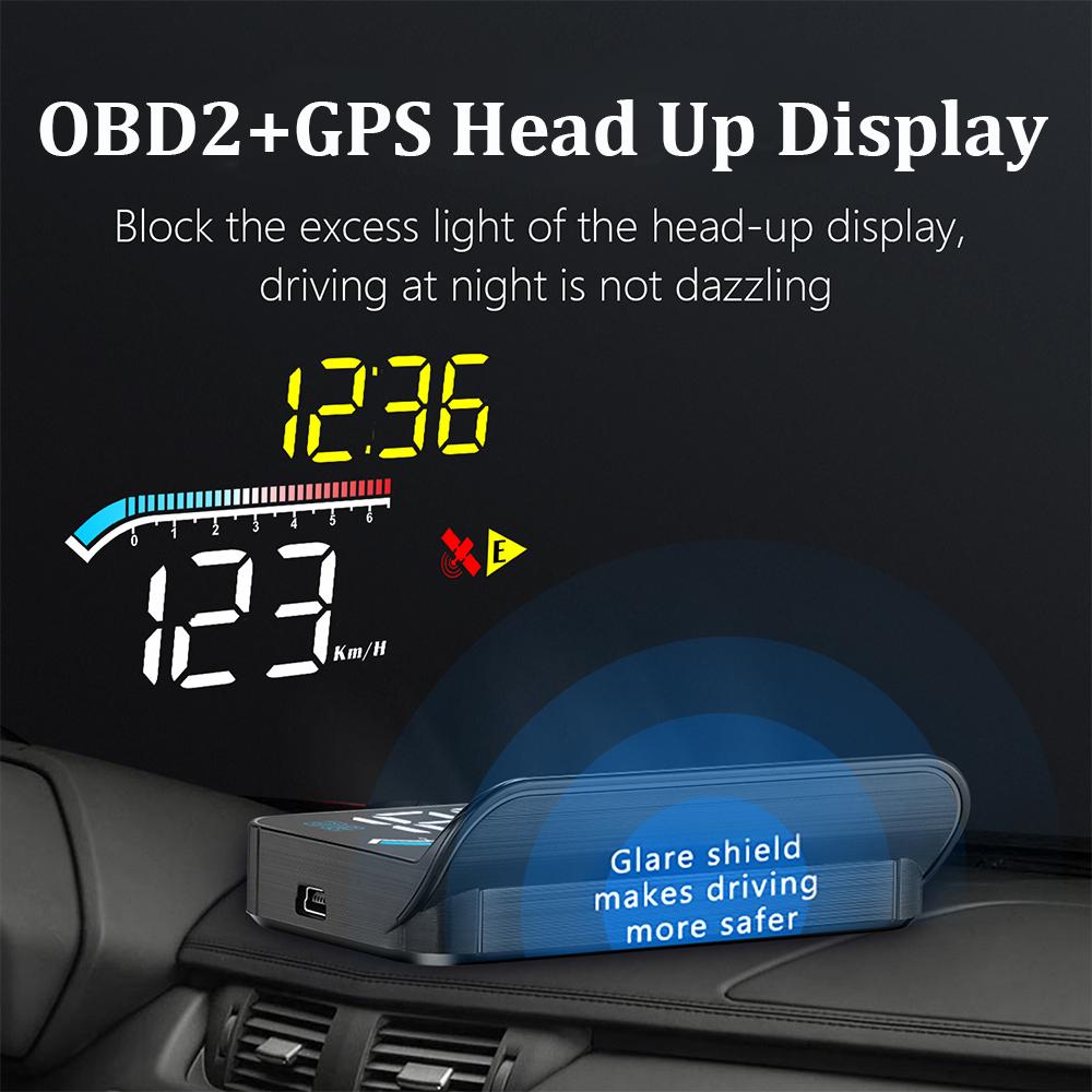 M17 HUD Head Up Display Auto OBD2 GPS Dual System Projector for Car Glass Security Water Temp Alarm Electronic Accessories