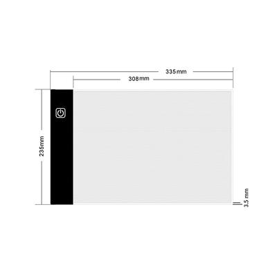 A4 Kopiertisch LED Dimmbar in drei Stufen Schwarzer Rand Skala Transparenter Schreibtisch Kopieren Malen Transparenter Tisch