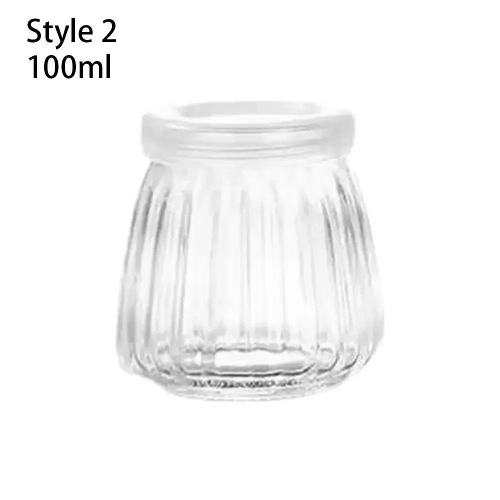 2025 New 100/150/200ml Glass Pudding Bottle Yogurt Cup With Lid Creative Kameez Jelly Bottle Oven Heat Resistant Food Pudding Cu