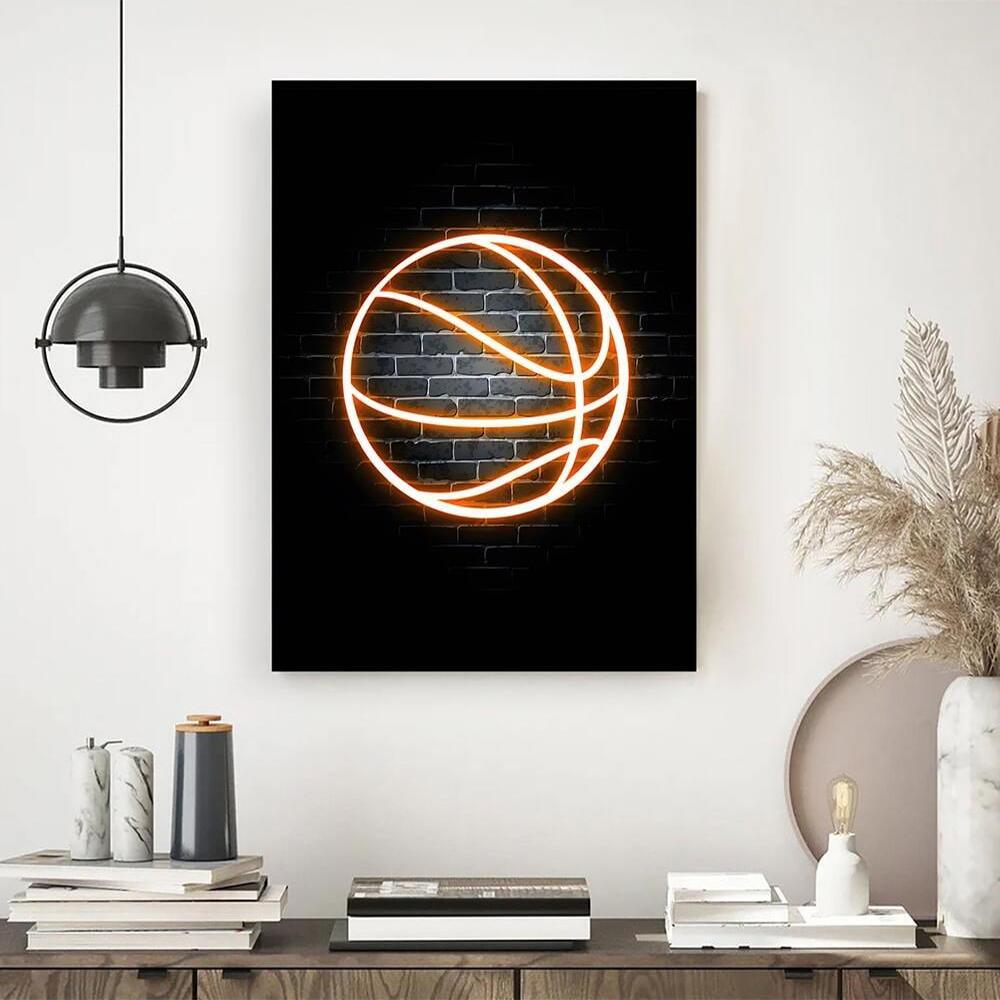 

Неоновые баскетбольные настенные постеры, холст, живопись, скандинавские виды спорта, настенные художественные принты, подарки для мальчиков, подростков, спальня, спортзал, декор без рамки 30x40cm No Framed