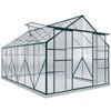 8 x 12ft Aluminium Greenhouse Polycarbonate Walk-in Garden Greenhouse Kit with Adjustable Roof Vent, Double Sliding Door, Rain Gutter and Foundation
