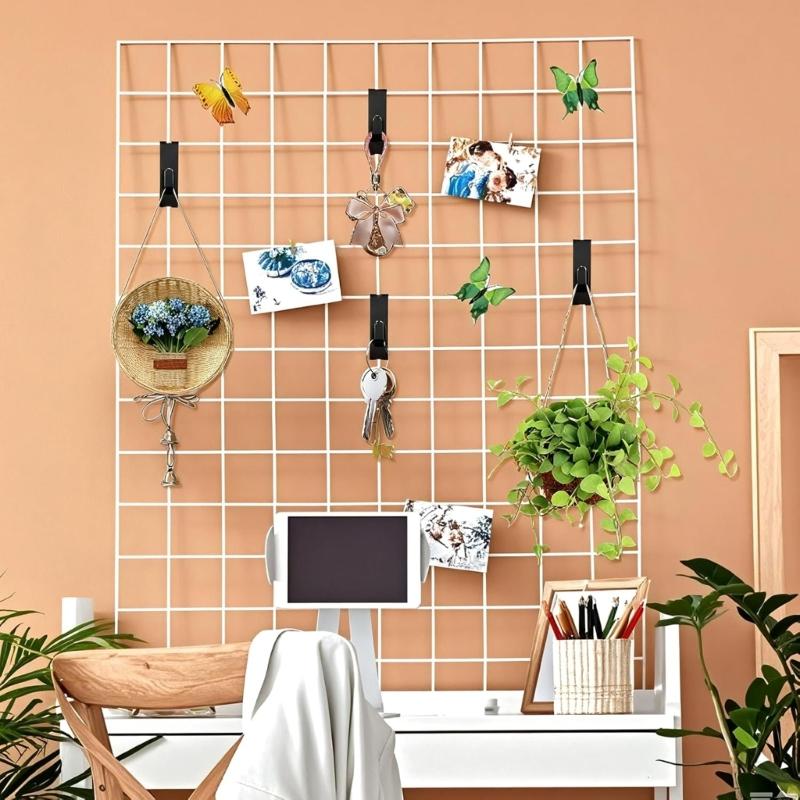 10pcs Rusts Resistant Hangers Heavy Duty Grid Wall Hooks Rustproof Metal Hooks For Decorative Storage Solution