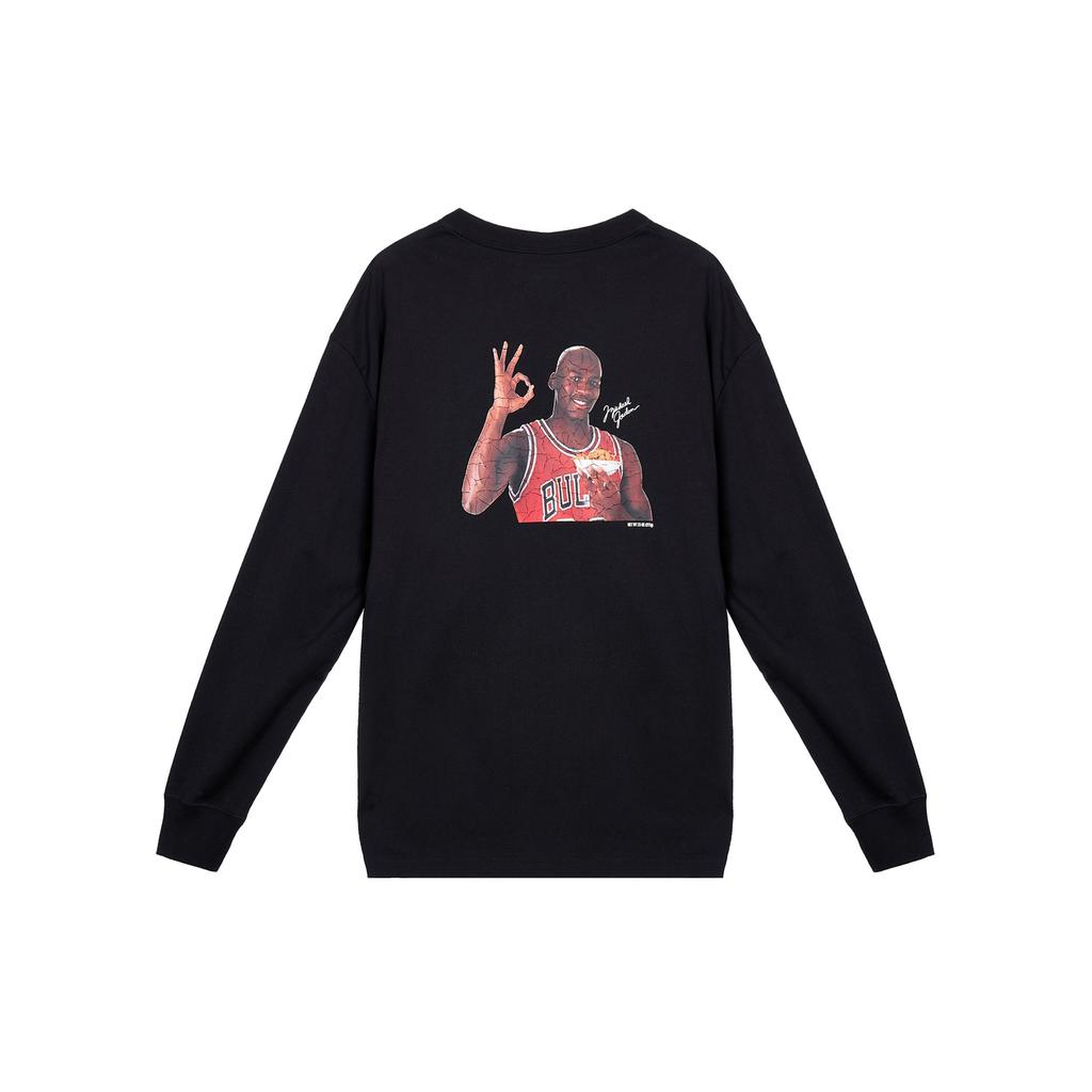 Jordan Alphabet Brand Logo Print Long-Sleeve T-Shirt Men Tops Black DV8429-010