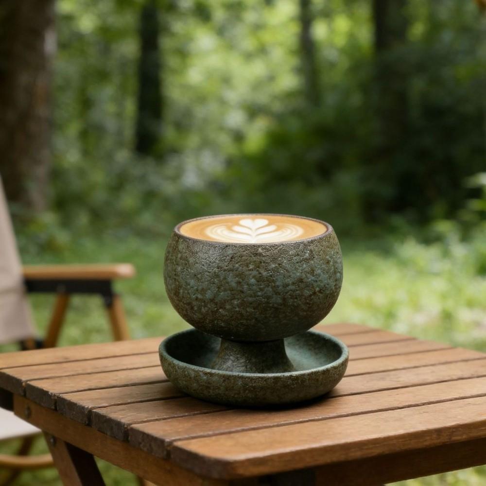 with Saucer Rotate Tea Cup Kiln Glaze Retro Latte Cup Japanese Style Ceramic Coffee Cup Office