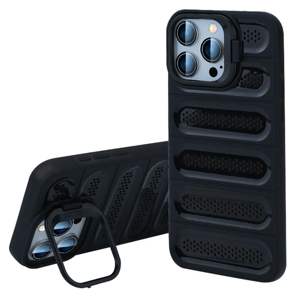 

Для iPhone 16 Pro Max Чехол Теплоотвод Подставка Подушки безопасности Защита от падений ТПУ+ПК Чехол для телефона Transparent Black