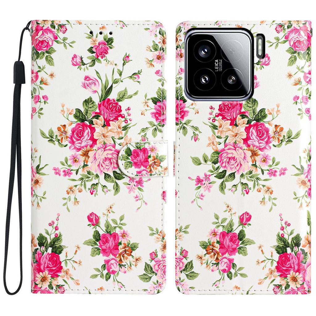 For Xiaomi 15 Wallet Case PU Leather Pattern Printing Stand Phone Cover with Strap