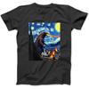 T-shirt Sweat à Capuche Graphique Style Nuit Étoilée de Van Gogh Kaiju Monstre pour Hommes Femmes Enfants Fabriqué au Canada Noir