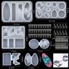 Resin Molds Silicone Kit with Epoxy Resin Supplies Dried Flowers Earring Hooks Foil Flakes Necklace Cord  for DIY Jewelry Making