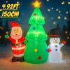 4.92FT Inflatable Toy Christmas Decor Set Santa Claus Tree Snowman Xmas Yard Supplies LED Christmas Home Ornament Festive Gift