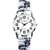 Bohemia Elastic Belt Watch Arabic Numerals Analog Quartz Life Waterproof Fashion White Floral Print Unisex Accessories
