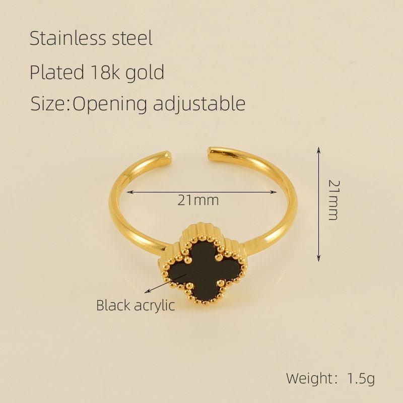 8K Love Open Ring Women's Niche High-end Four-leaf Clover Adjustable Ring 2026