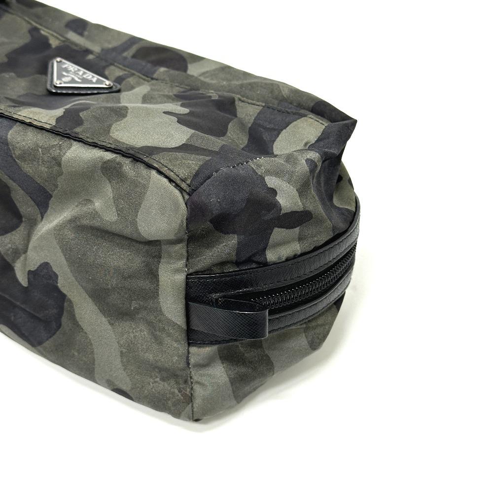 PRADA 2N0029 Triangle logo camouflage Clutch bag, handbag Nylon gray