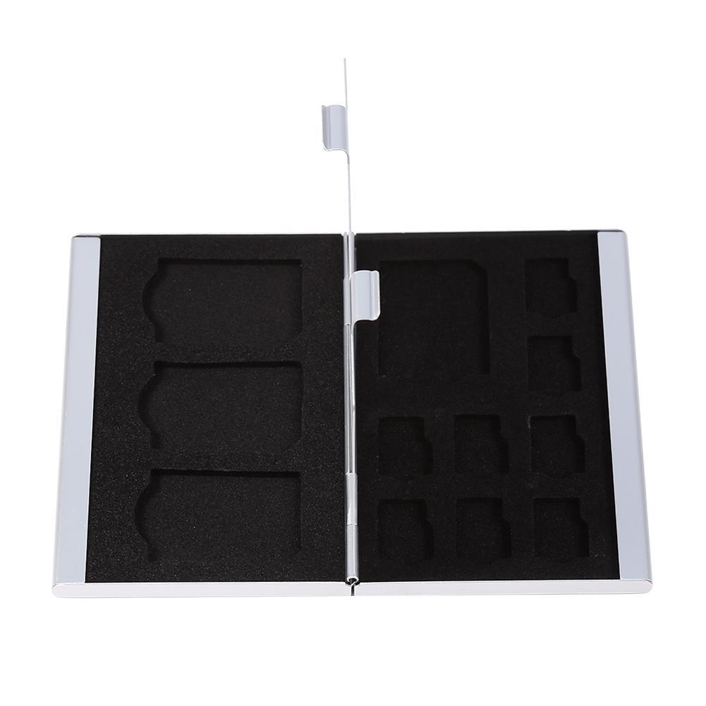 12 Slots Aluminium Box Case For   Card And TF Card Holder(Black)