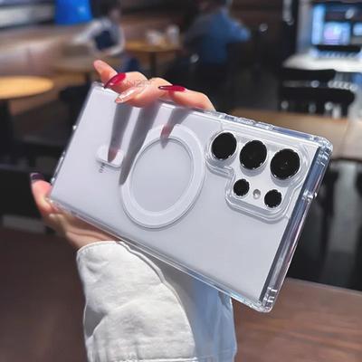 Per custodia di ricarica wireless magnetica Magsafe Samsung Galaxy S23 S22 Ultra Plus accessori di copertura trasparente antiurto di lusso