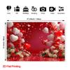 2D Rotes Liebesthema mit Herzballons und Rosen Thematischer Hintergrund