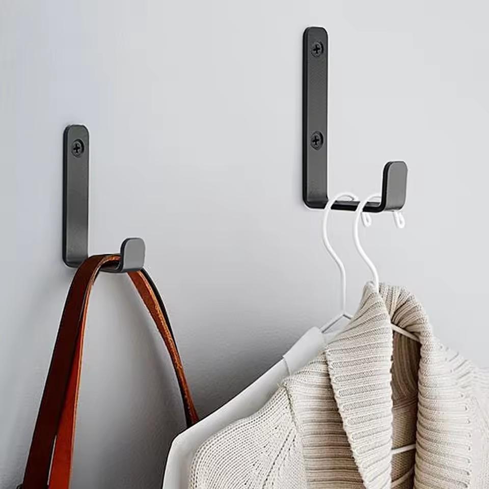 1/3/5pcs Black Metal Wall Coat Hook Mounted Clothes Hanger Towel Rack Outdoor Hanging Hooks for Backpack Keys Screw Install